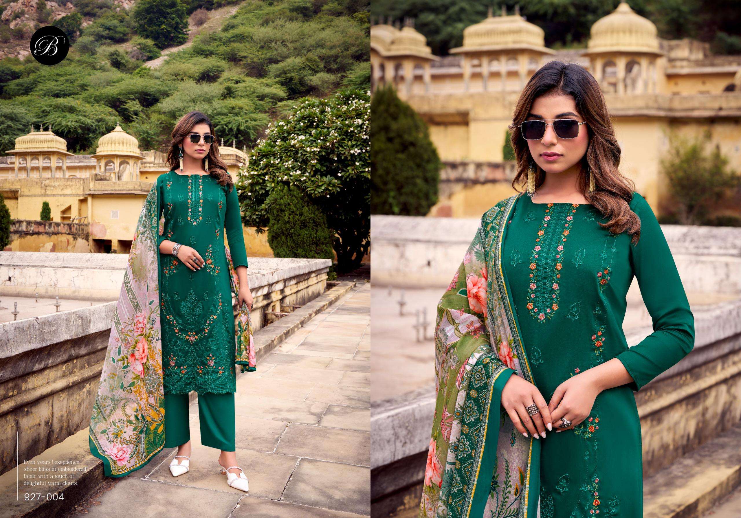 BELLIZA DESIGNER STUDIO ZARQASH VOL 14 JAM COTTON FANCY WORK SUITS 