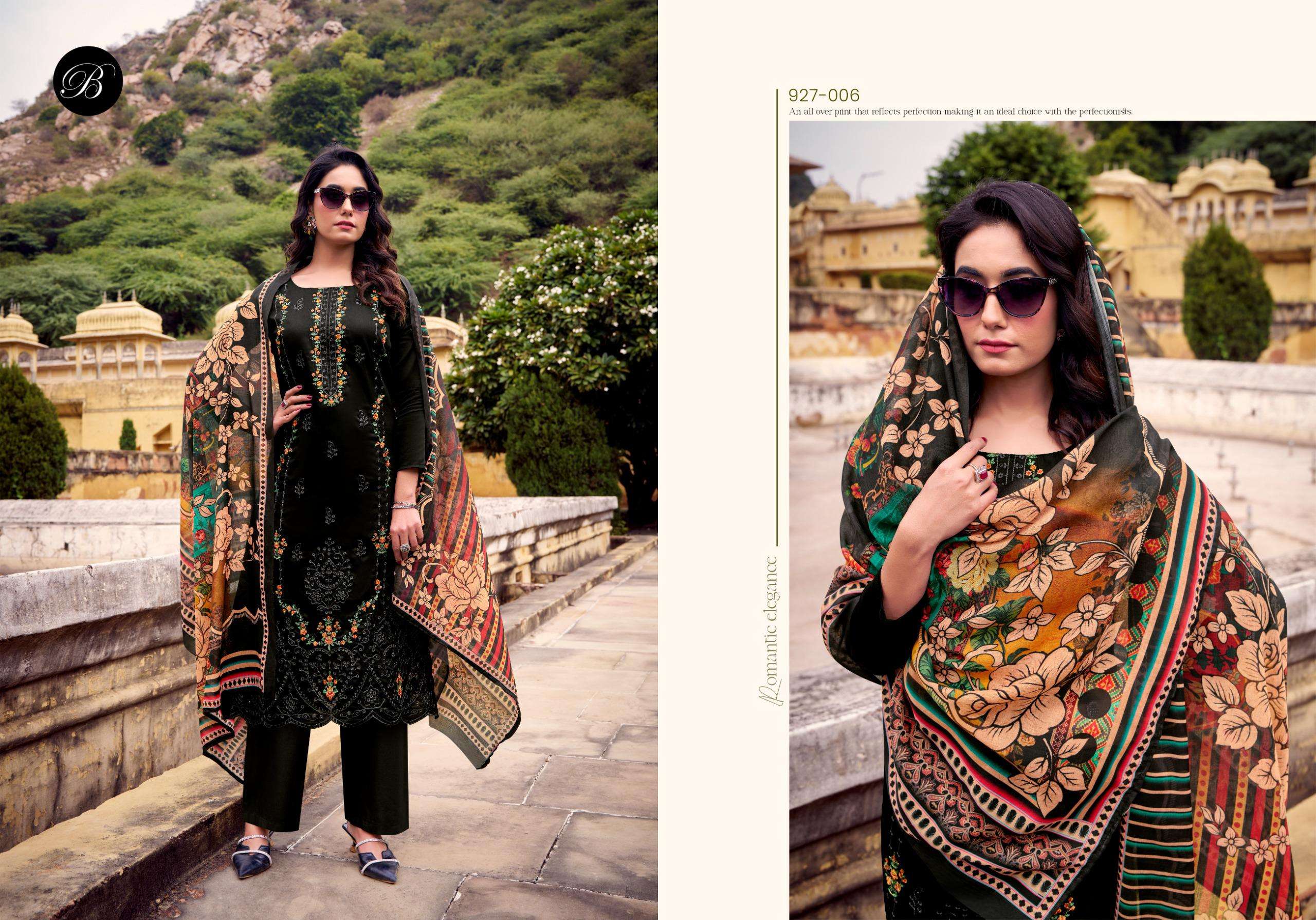BELLIZA DESIGNER STUDIO ZARQASH VOL 14 JAM COTTON FANCY WORK SUITS 