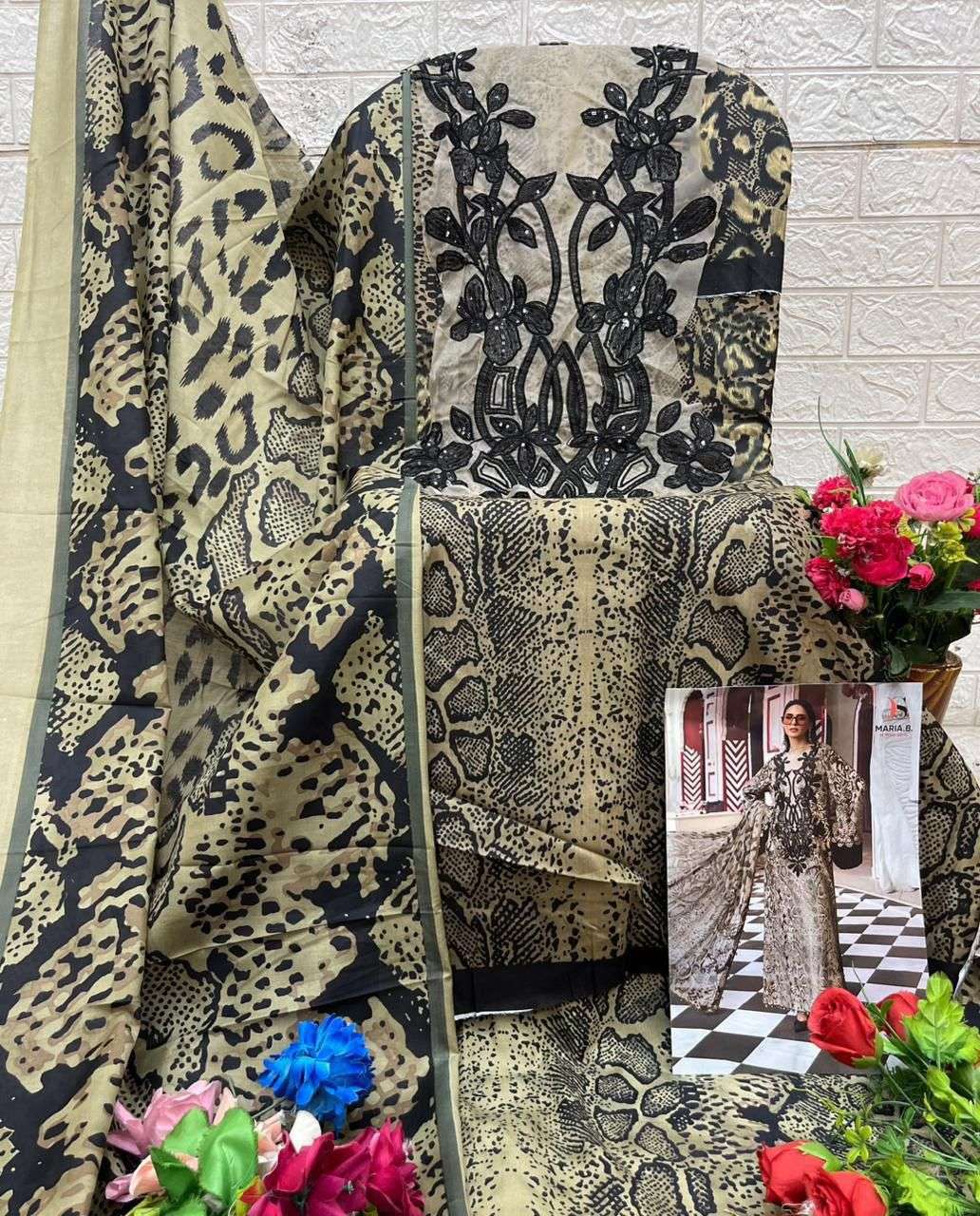 DEEPSY SUITS MARIA B M PRINTS 25 VOL 4 HIT DESIGN 1401 COTTON FANCY WORK SALWAR KAMEEZ