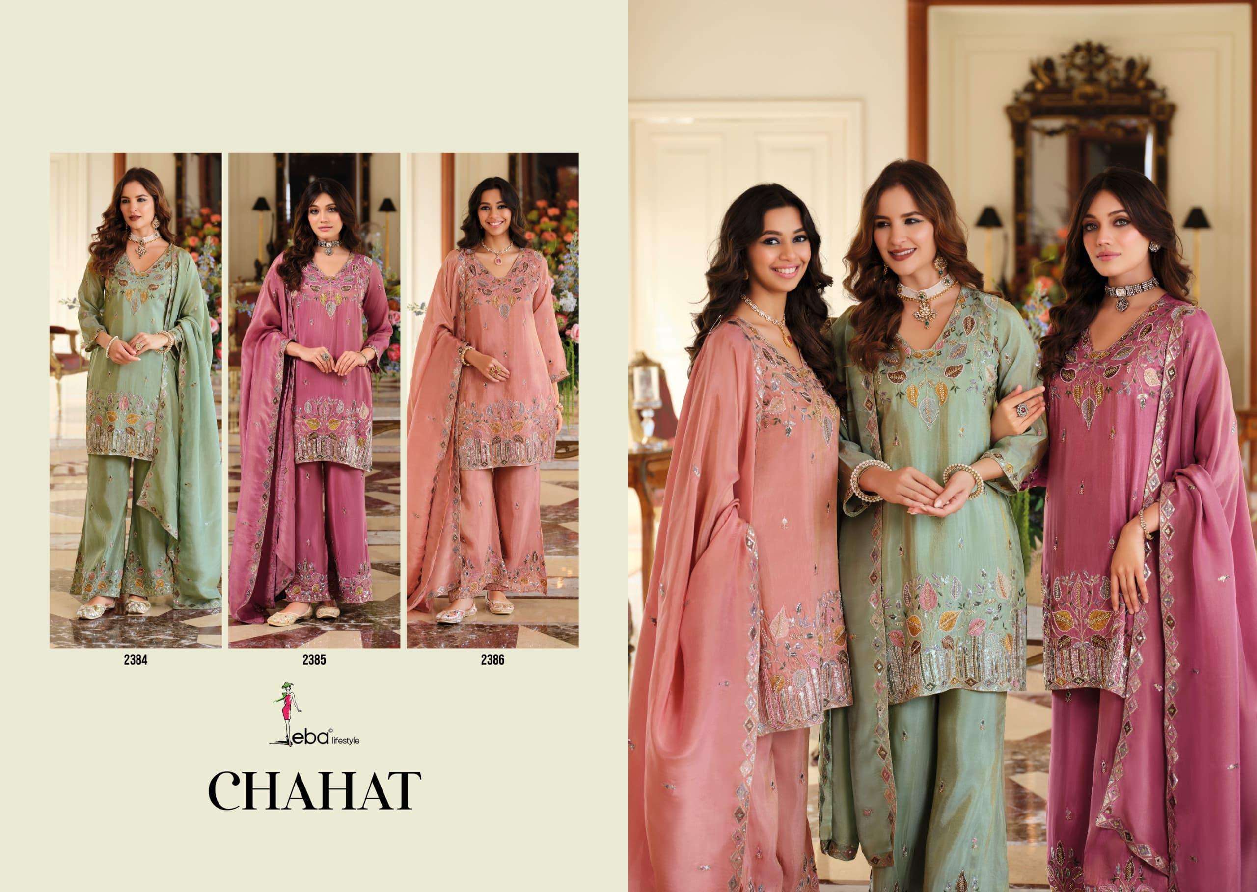 EBA LIFESTYLE CHAHAT VOL 1 SIMER FABRIC HEAVY EMBROIDERY DESIGNER FESTIVE WEAR SUIT