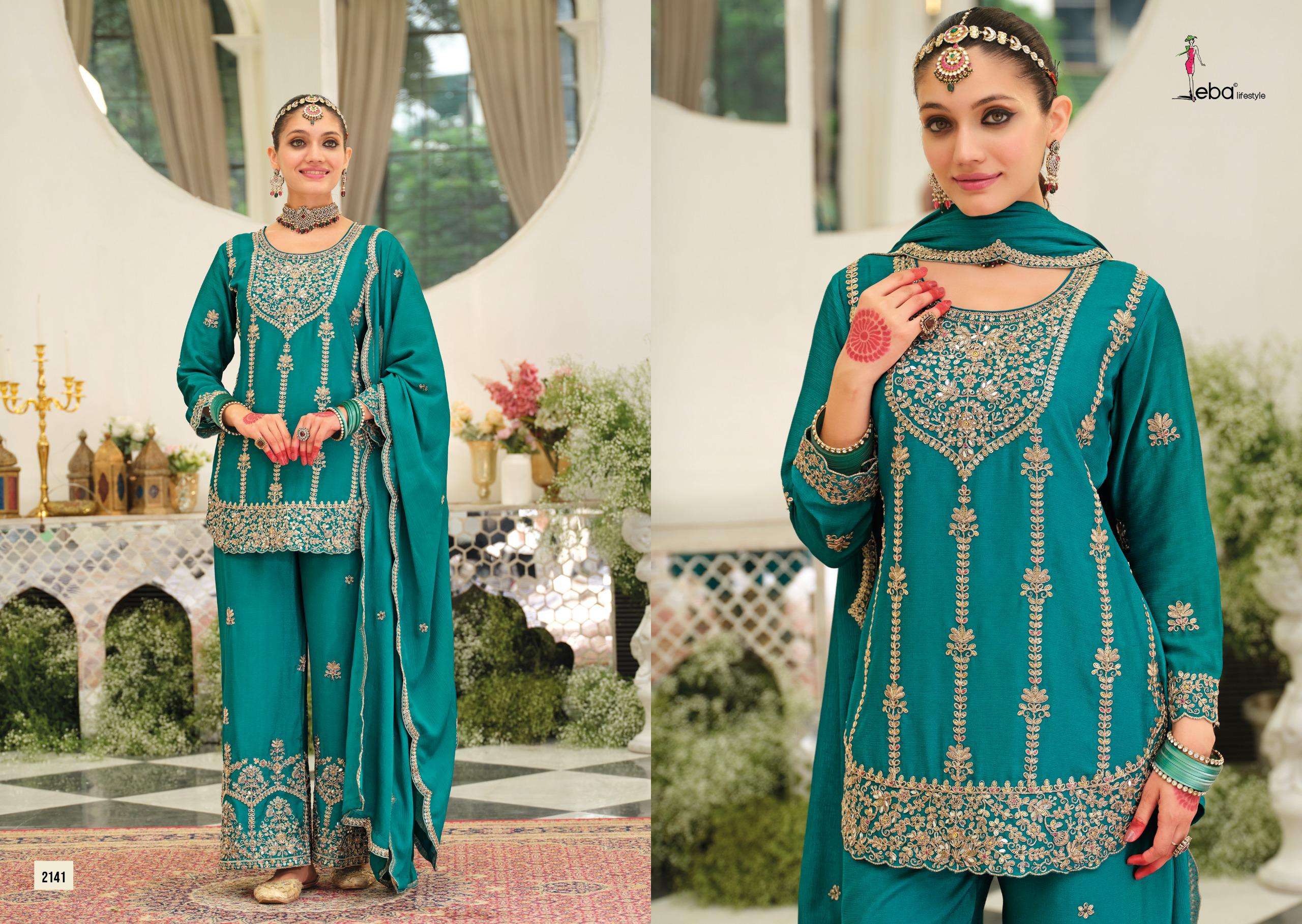 EBA LIFESTYLLE PALLAVI NX CHINON HEAVY EMBROIDERED DESIGNER WEDDING WEAR SUIT