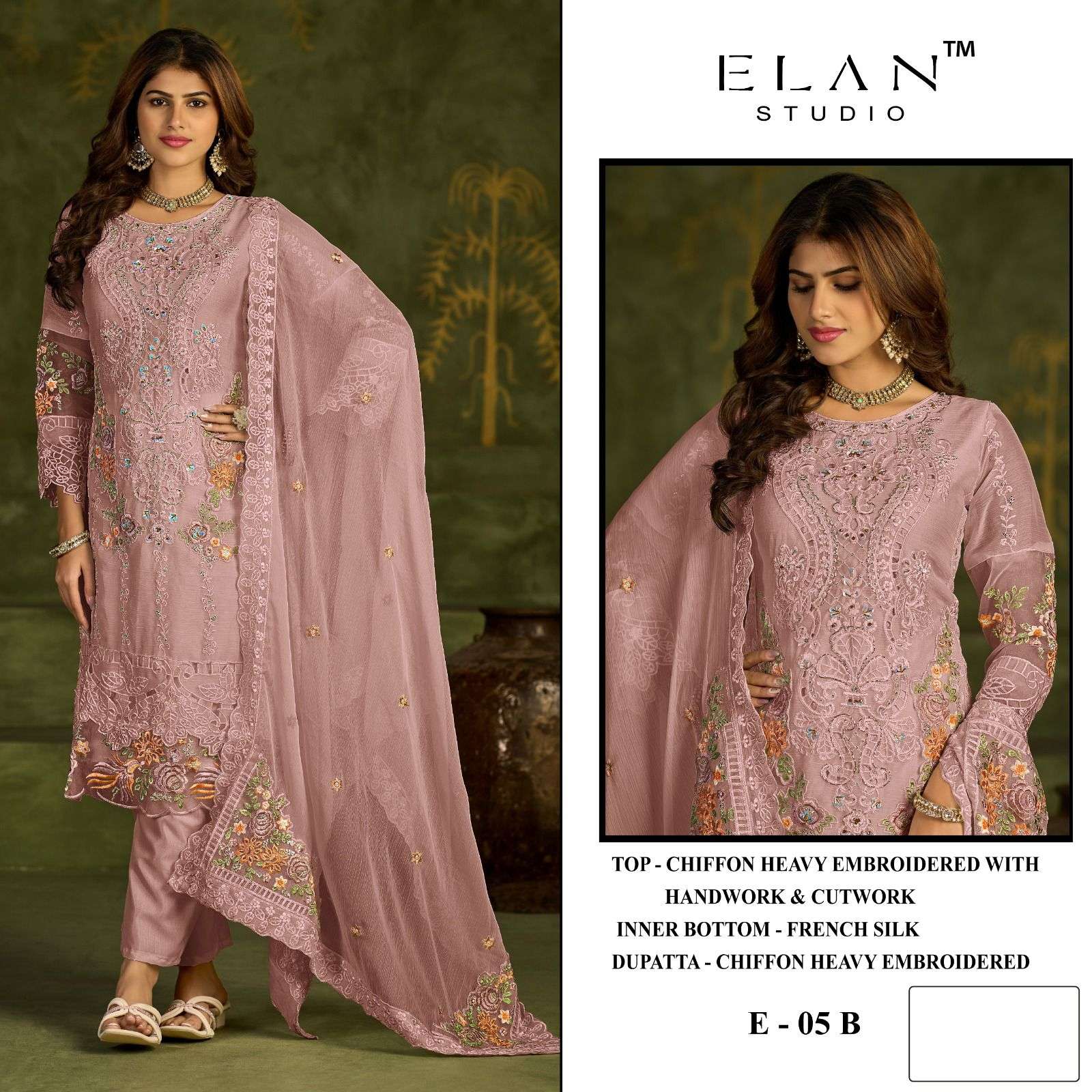 ELAN STUDIO E 05 HEAVY EMBROIDERED DESIGNER WEDDING WEAR PAKISTANI SUIT