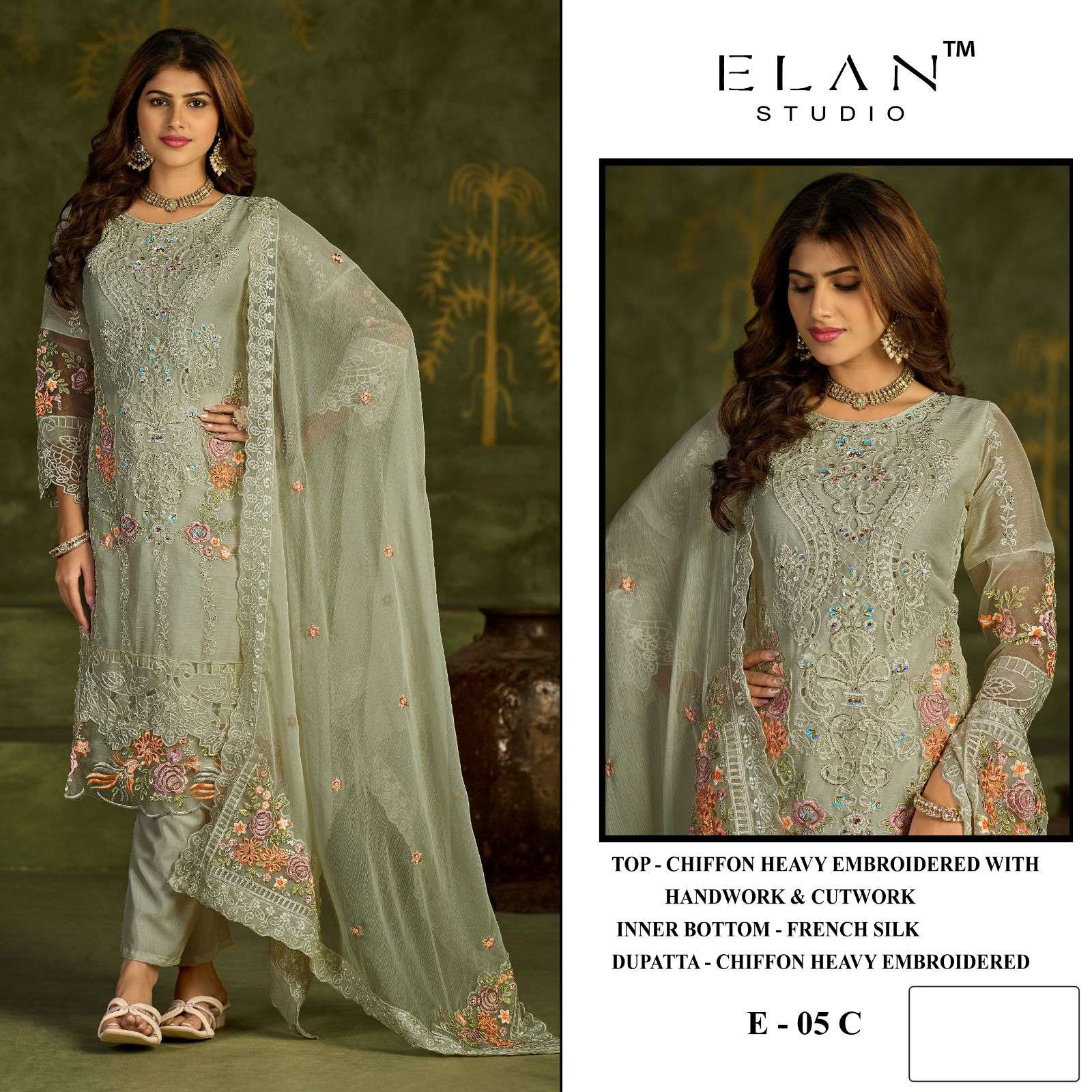 ELAN STUDIO E 05 HEAVY EMBROIDERED DESIGNER WEDDING WEAR PAKISTANI SUIT