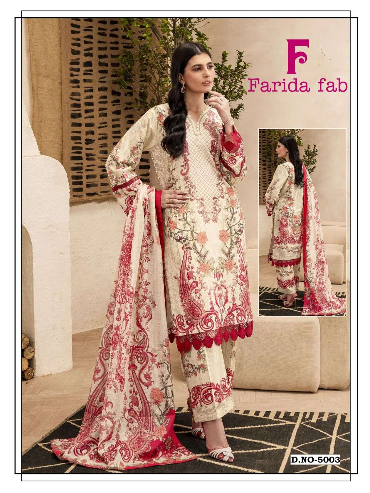 FARIDA FAB RAMSHA VOL 5 COTTON DIGITAL PRINTS SALWAR SUIT