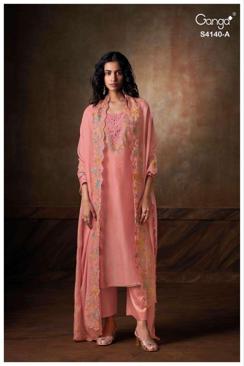 GANGA CASSARA 4140 SILK SATIN BEAUTIFUL DESIGNER HEAVY BRANDED SUIT