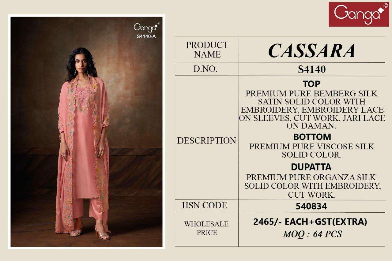GANGA CASSARA 4140 SILK SATIN BEAUTIFUL DESIGNER HEAVY BRANDED SUIT