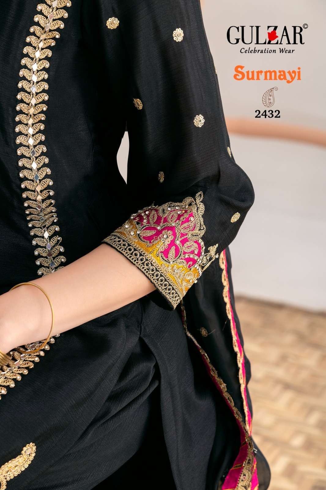 GULZAR SURMAYI CHINON HEAVY EMBROIDERED DESIGNER FESTIVE WEAR LADIES SUIT