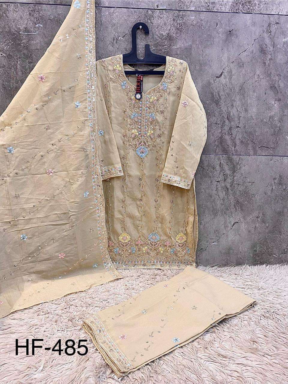 HOOR TEX DEISGN NO - HF 485 A-D HEAVY STAR CHIFFON READYMADE PAKISTANI SUIT