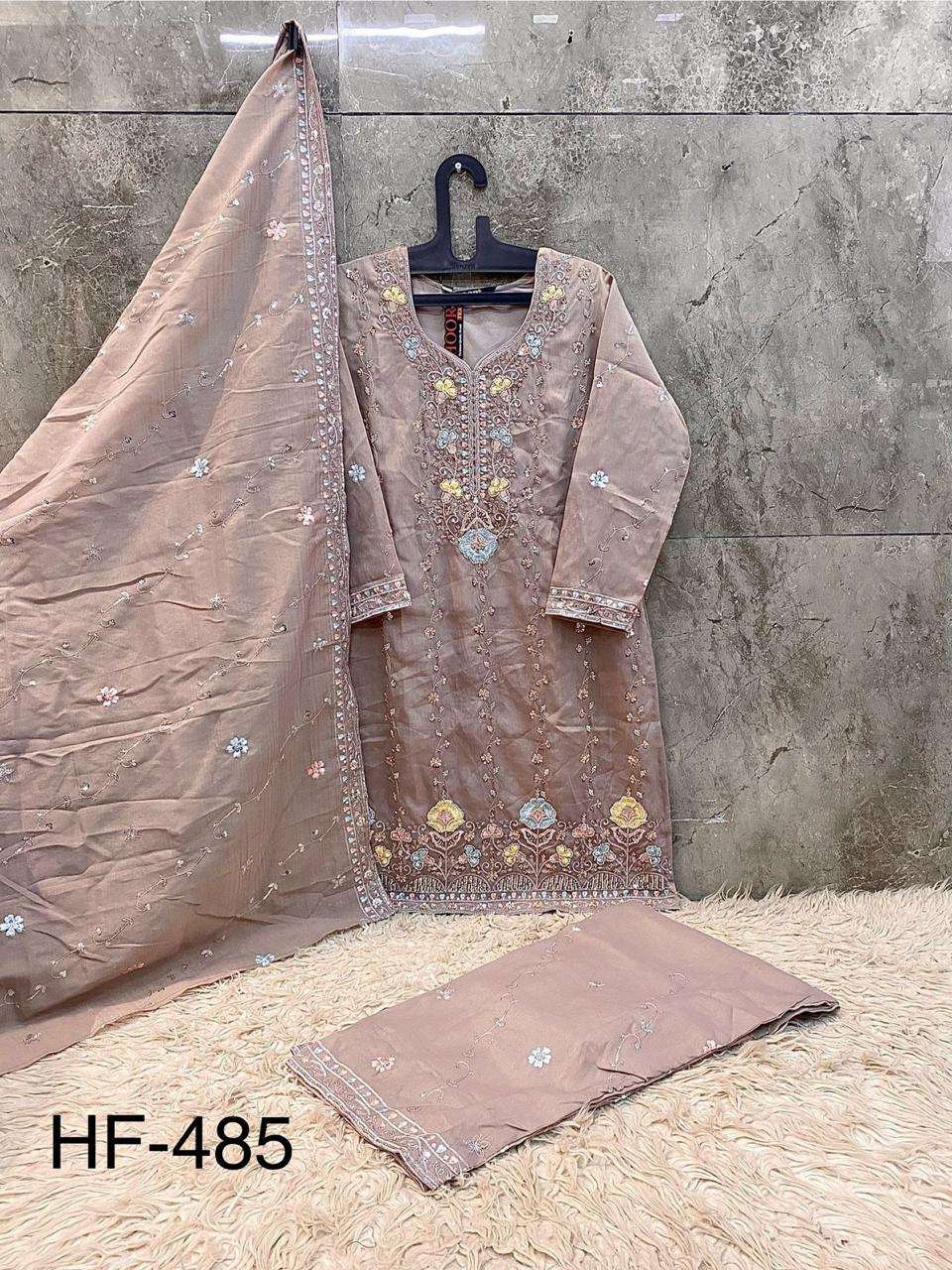 HOOR TEX DEISGN NO - HF 485 A-D HEAVY STAR CHIFFON READYMADE PAKISTANI SUIT