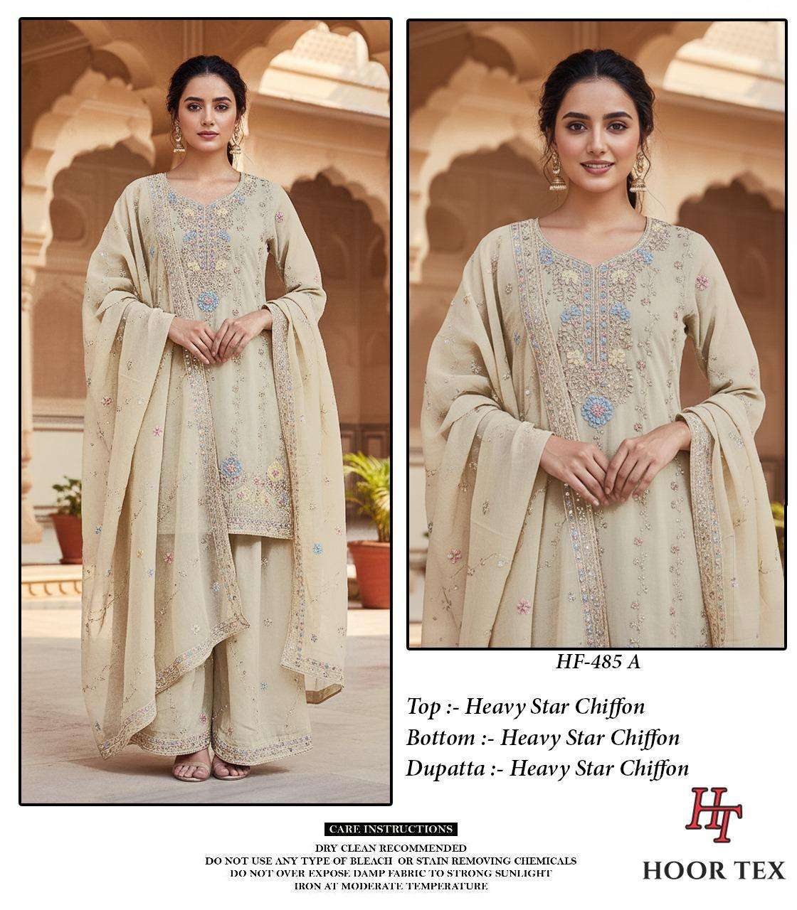 HOOR TEX DEISGN NO - HF 485 A-D HEAVY STAR CHIFFON READYMADE PAKISTANI SUIT