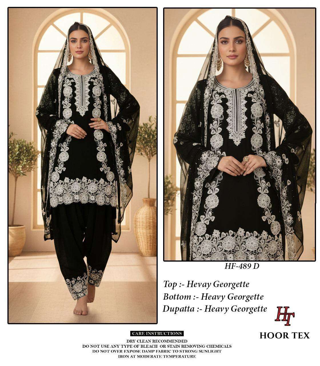 HOOR TEX HF 489 GEORGETTE EMBROIDERED DESIGNER WEDDING WEAR SUIT