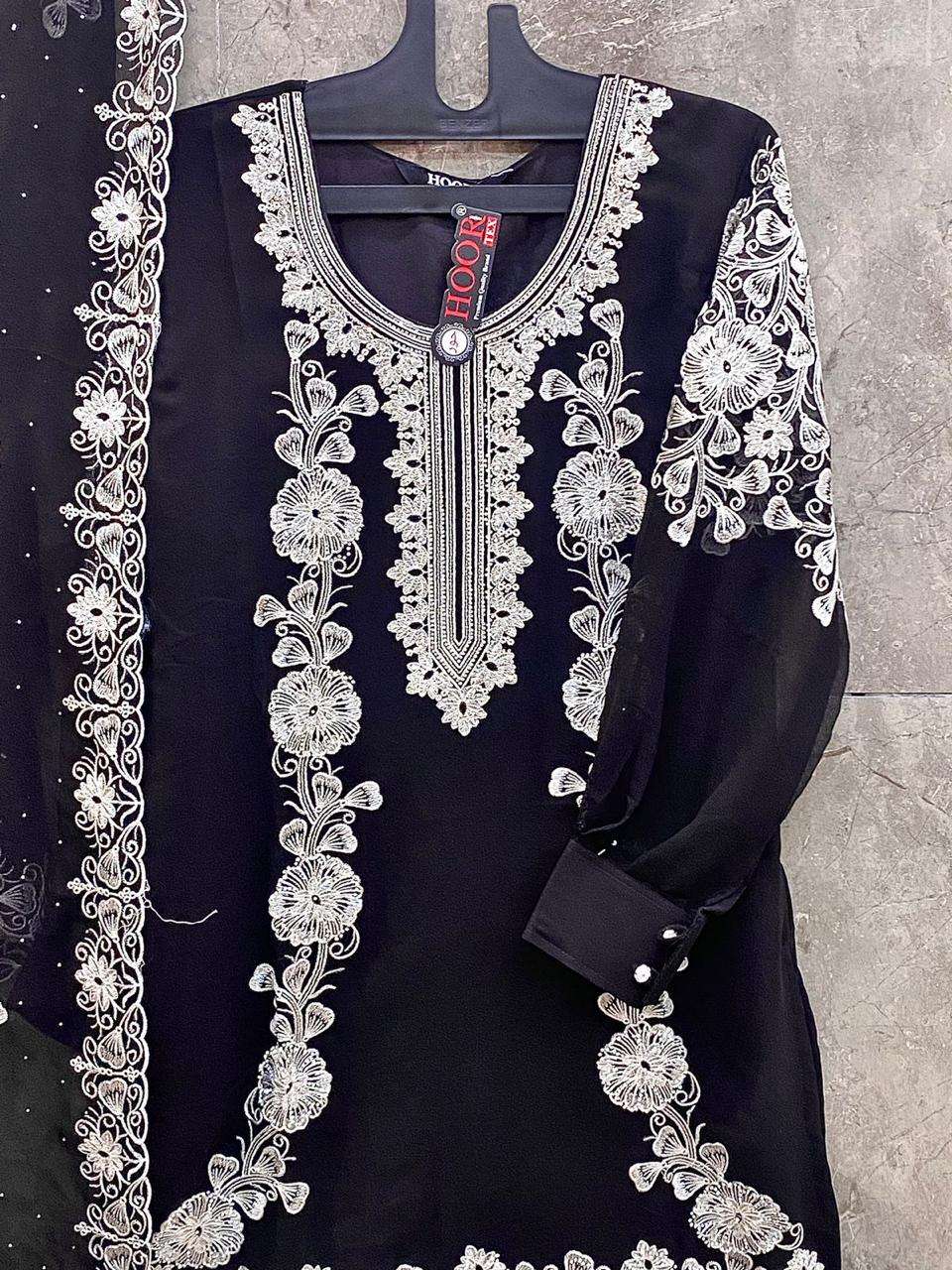 HOOR TEX HF 489 GEORGETTE EMBROIDERED DESIGNER WEDDING WEAR SUIT