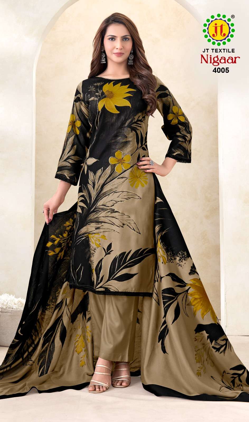 JT NIGAAR VOL 4 RAYON PREMIUM WORKS LADIES SALWAR SUIT