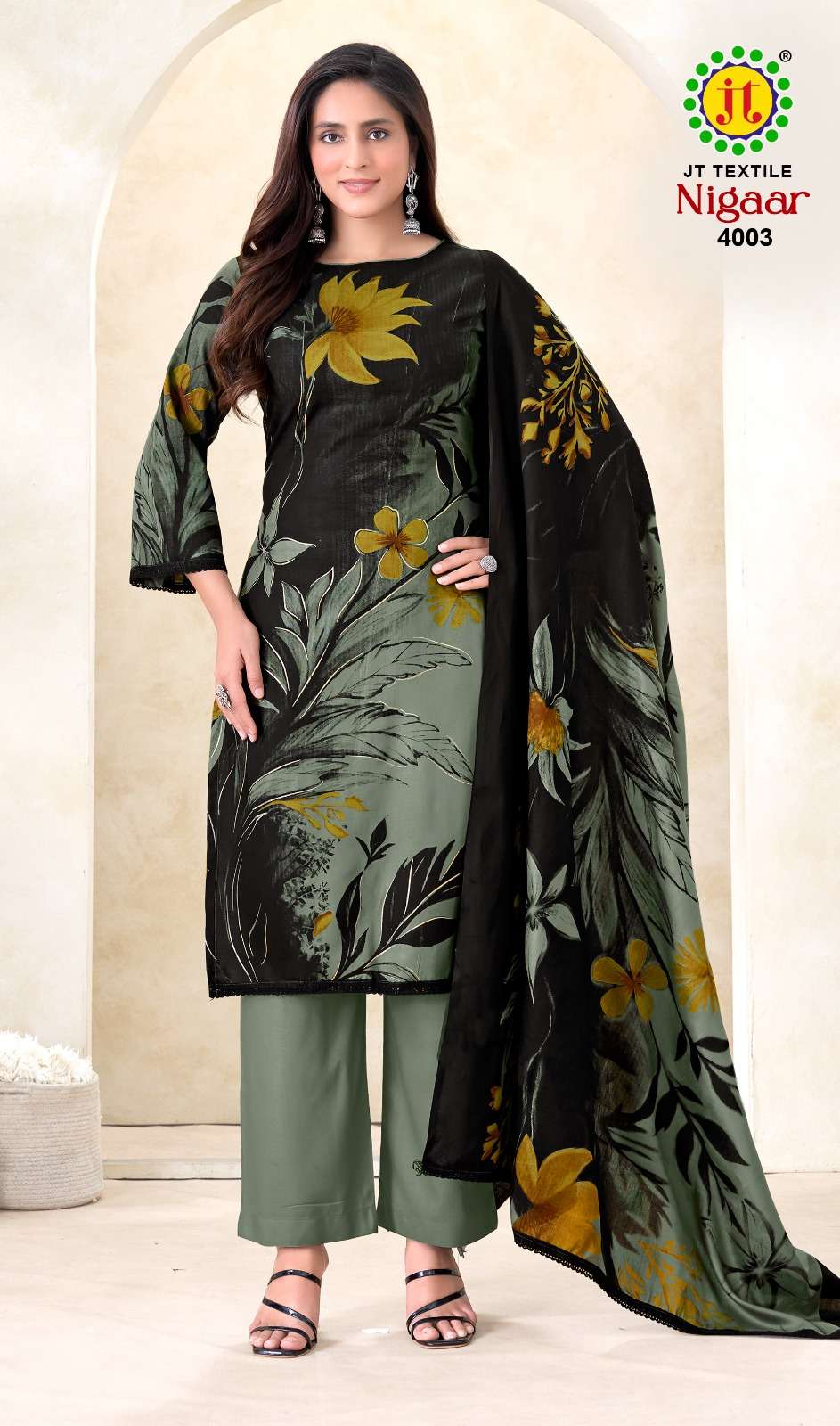 JT NIGAAR VOL 4 RAYON PREMIUM WORKS LADIES SALWAR SUIT