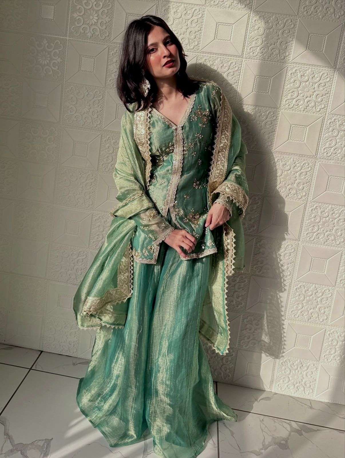 LADY LOOK 037 BEAUTIFUL PARTY WEAR DESIGNER LOOK TOP PLAZZO AND DUPATTA 