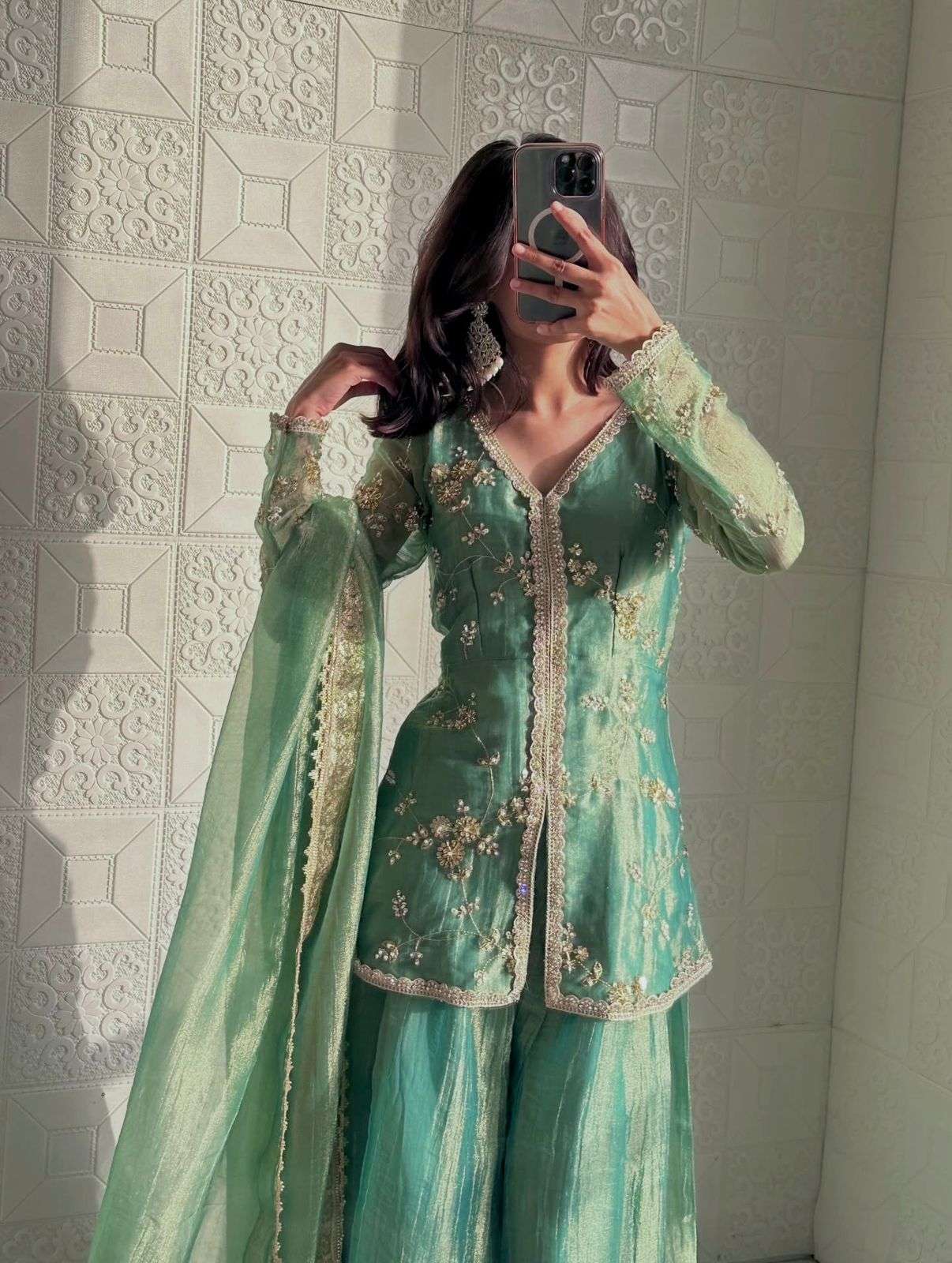 LADY LOOK 037 BEAUTIFUL PARTY WEAR DESIGNER LOOK TOP PLAZZO AND DUPATTA 