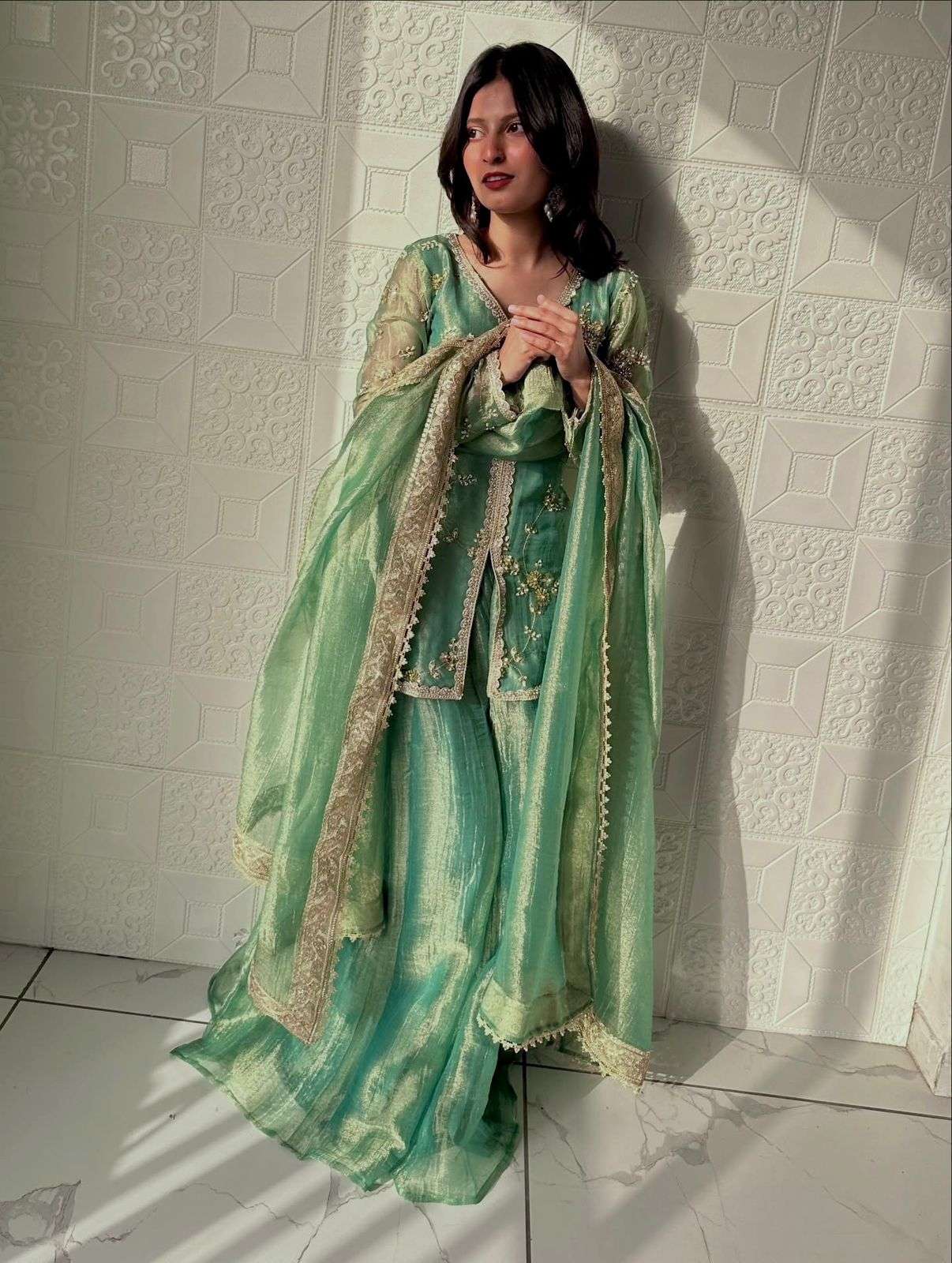 LADY LOOK 037 BEAUTIFUL PARTY WEAR DESIGNER LOOK TOP PLAZZO AND DUPATTA 