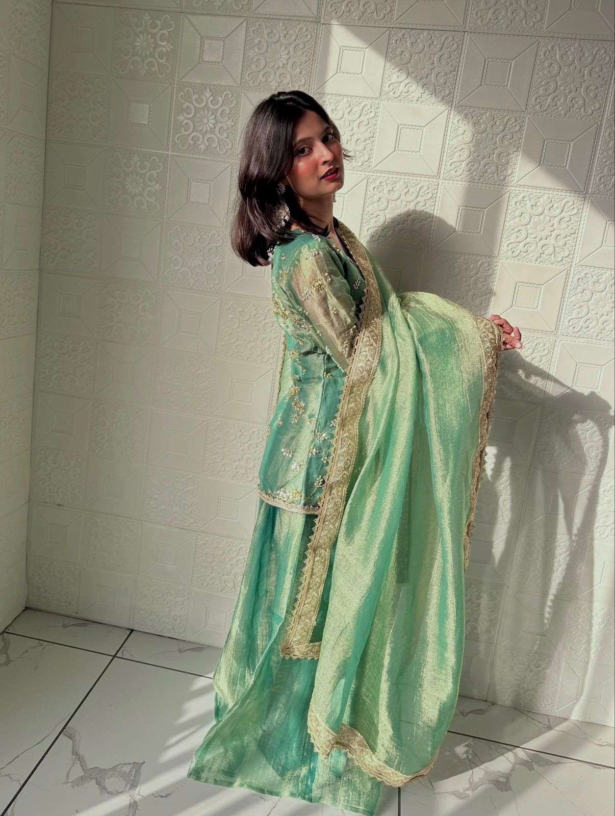 LADY LOOK 037 BEAUTIFUL PARTY WEAR DESIGNER LOOK TOP PLAZZO AND DUPATTA 