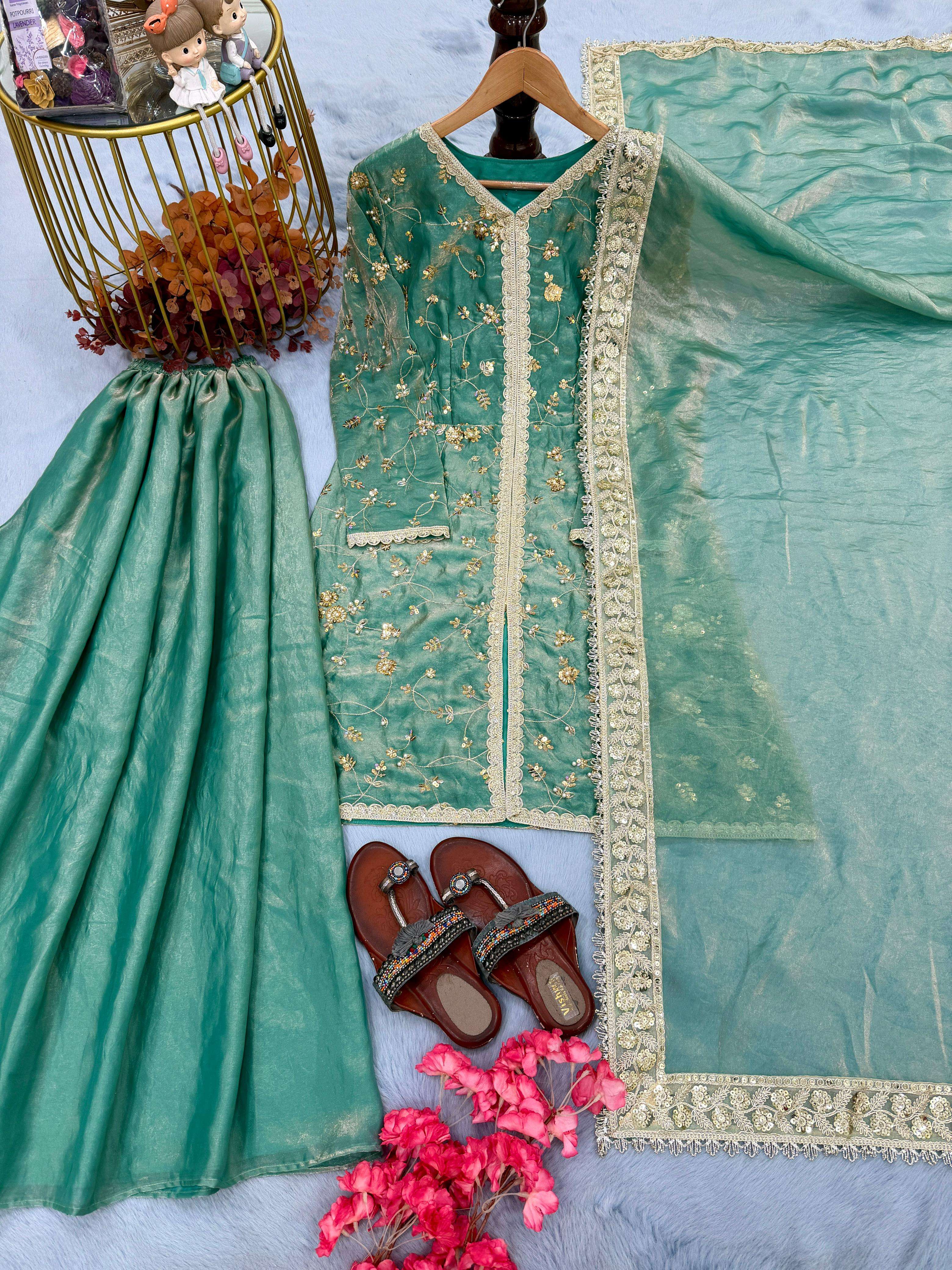 LADY LOOK 037 BEAUTIFUL PARTY WEAR DESIGNER LOOK TOP PLAZZO AND DUPATTA 