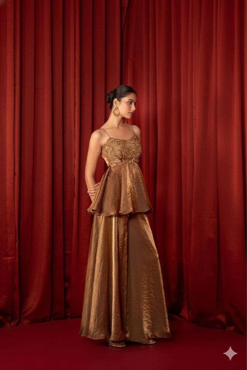 LG 2055 SILK PREETY LOOK DESIGNER PARTY WEAR LADIES TOP PLAZZO AND DUPATTA 