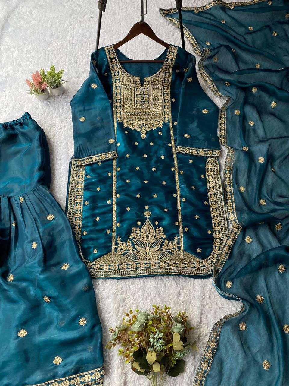 LG 2056 EMBROIDERY DESIGNER WORK PARTY WEAR LADIES SHARARA SUIT