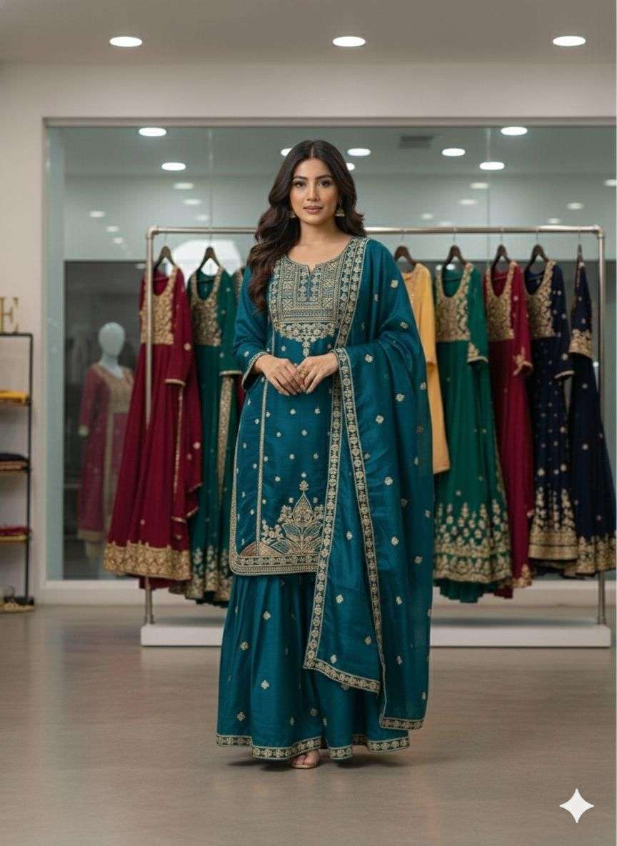 LG 2056 EMBROIDERY DESIGNER WORK PARTY WEAR LADIES SHARARA SUIT