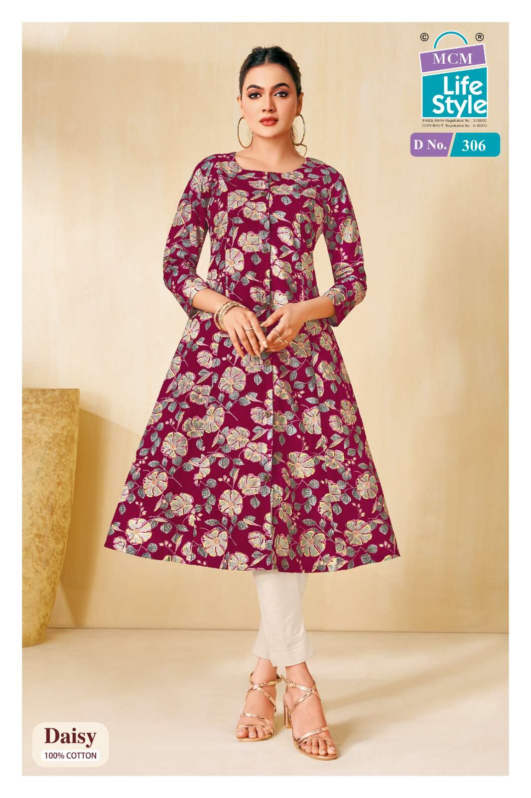 MCM LIFESTYLE DAISY VOL 3 FANCY A LINE CUT PATTERN LADIES KURTI 