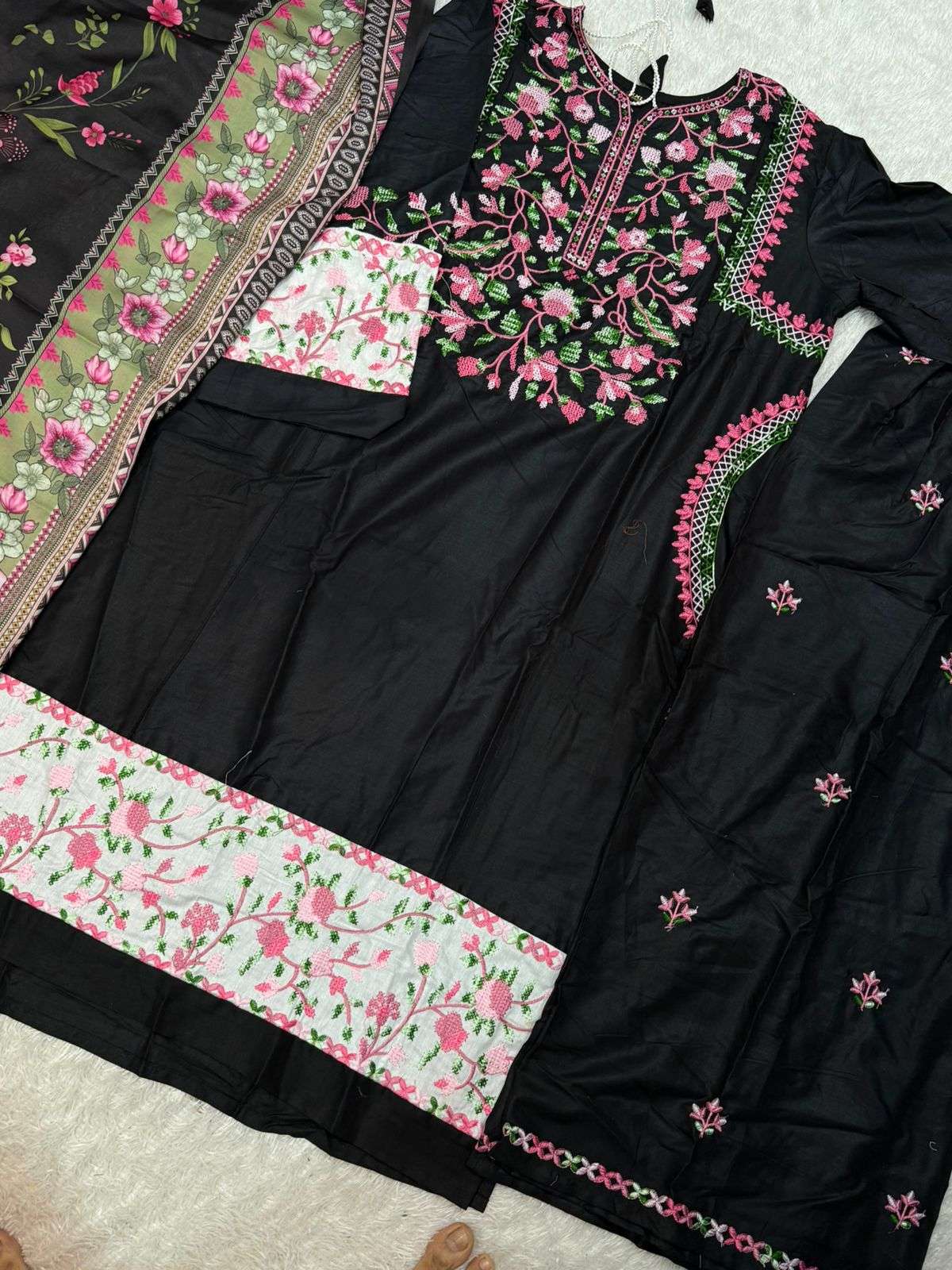 MEHBOOB TEX DESIGN NO - 1829 B PURE RAYON HEAVY SELF EMBROIDERED WORK PAKISTANI SUIT
