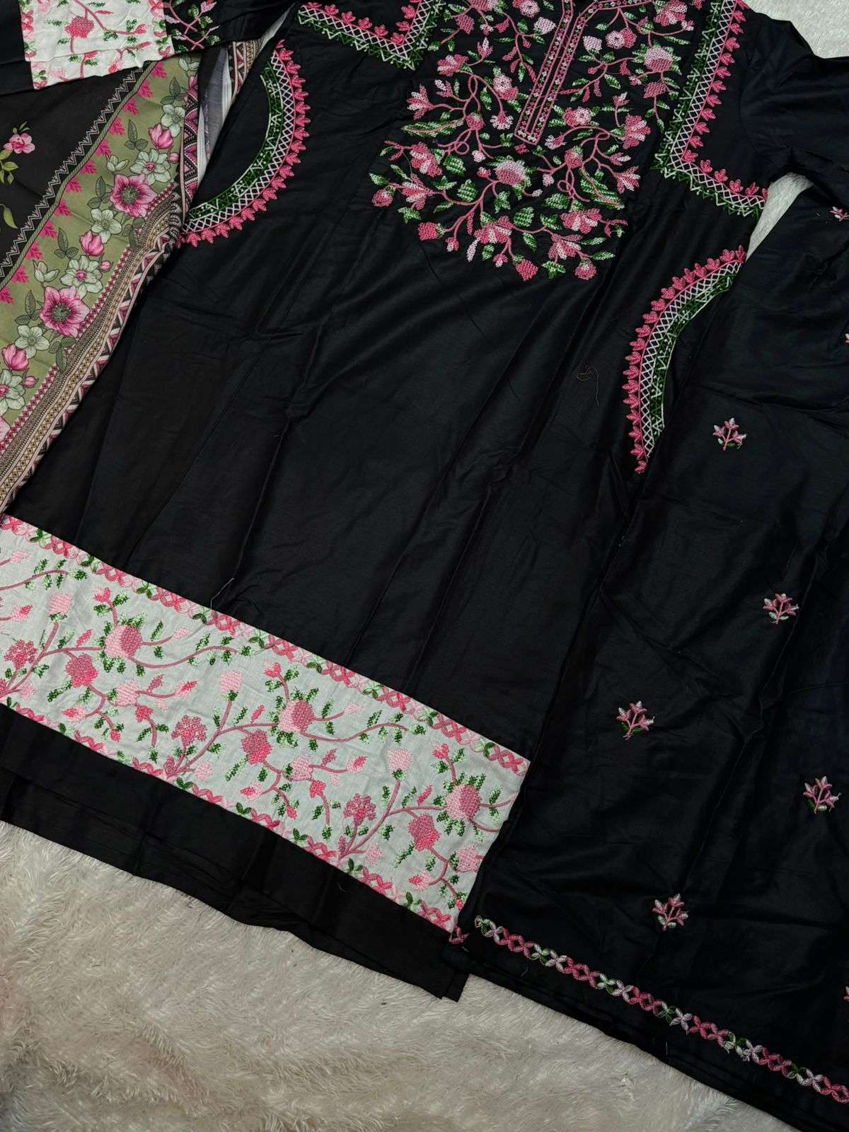 MEHBOOB TEX DESIGN NO - 1829 B PURE RAYON HEAVY SELF EMBROIDERED WORK PAKISTANI SUIT