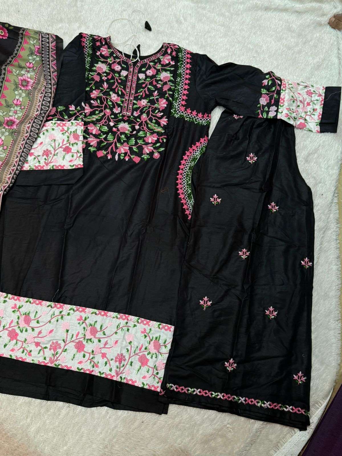 MEHBOOB TEX DESIGN NO - 1829 B PURE RAYON HEAVY SELF EMBROIDERED WORK PAKISTANI SUIT