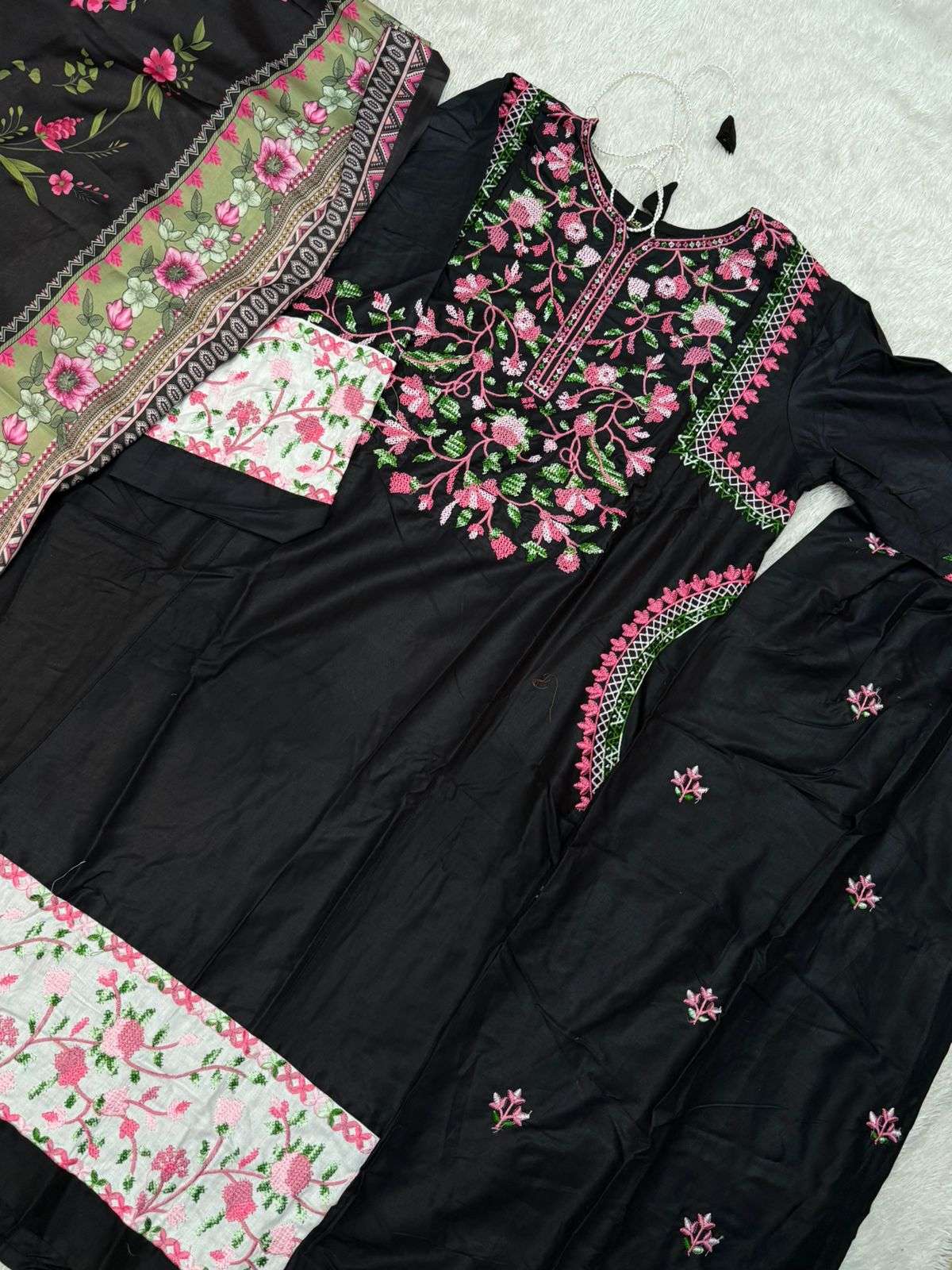 MEHBOOB TEX DESIGN NO - 1829 B PURE RAYON HEAVY SELF EMBROIDERED WORK PAKISTANI SUIT