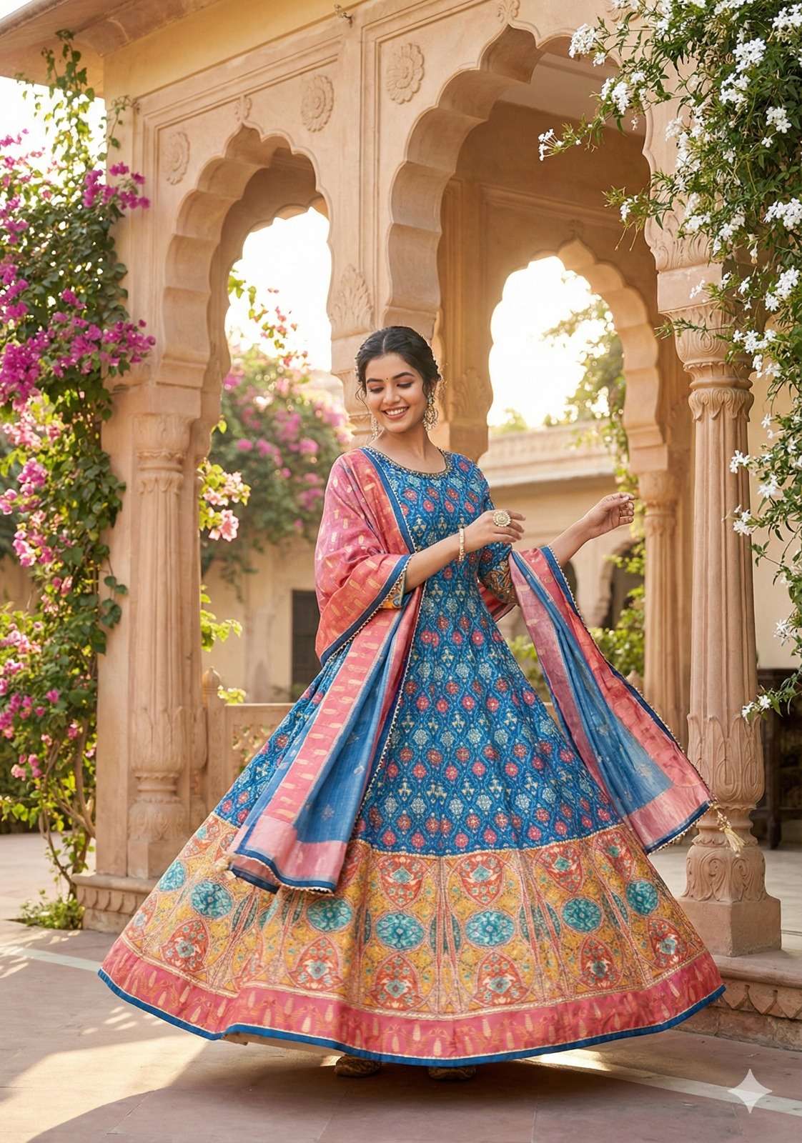 MF SAMANTA DOLA SILK DESIGNER PARTY WEAR ANARKALI GOWN WITH DUPATTA 
