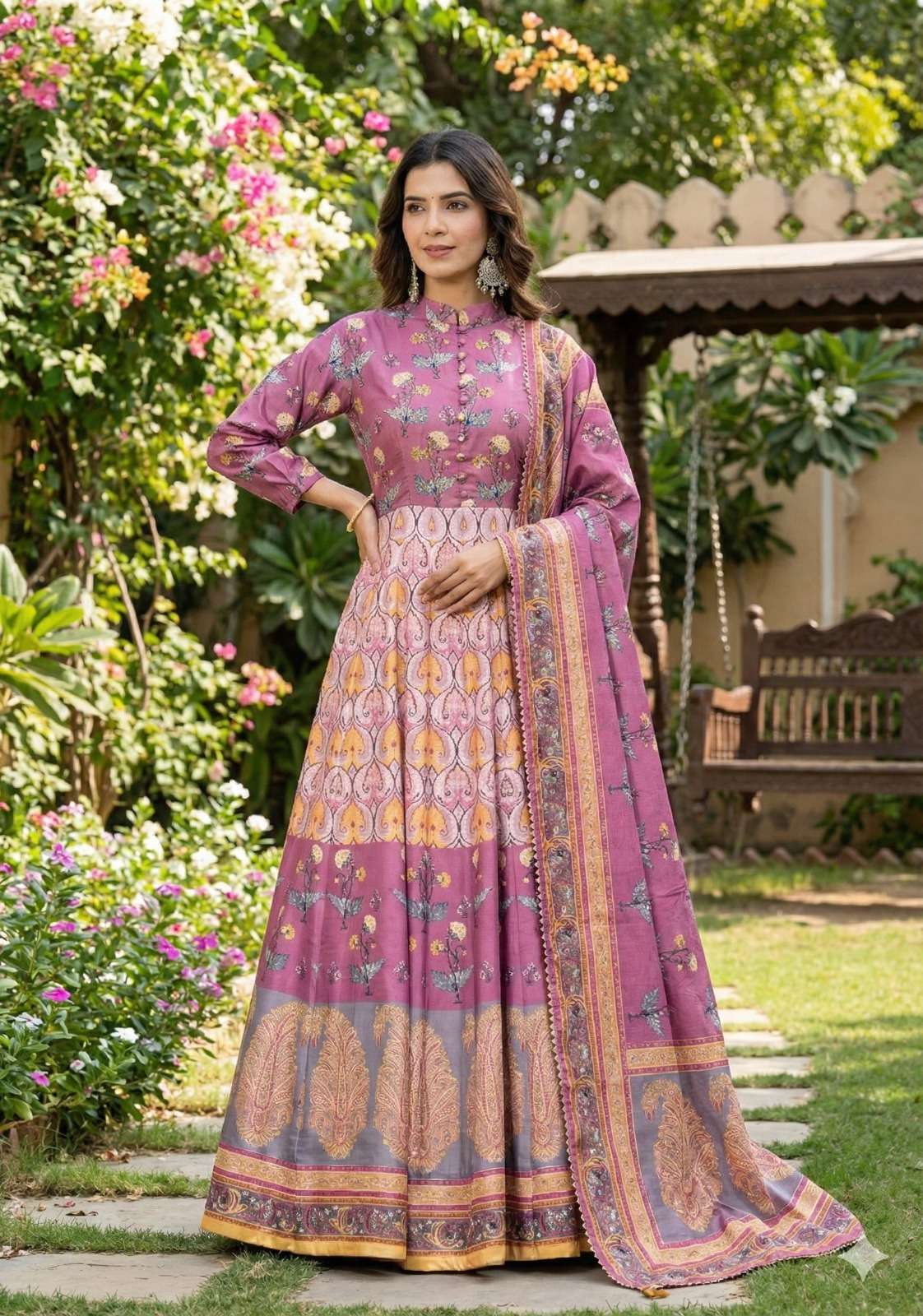 MF SAMANTA DOLA SILK DESIGNER PARTY WEAR ANARKALI GOWN WITH DUPATTA 