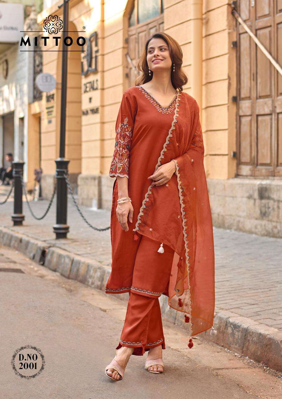 MITTOO RAJ MAHAL VISCOSE SILK FANCY WORKS LADIES 3PIECE SET COLLECTION 