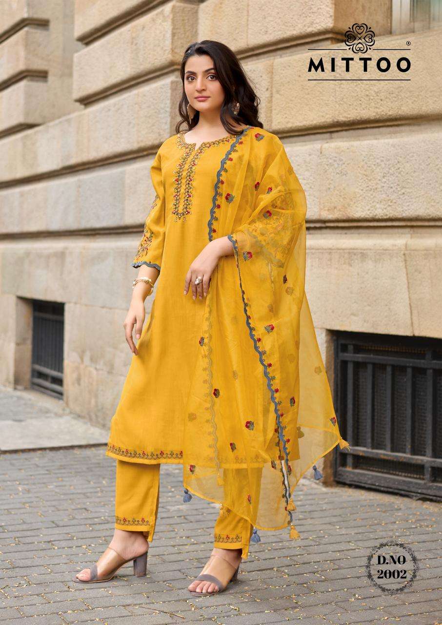 MITTOO RAJ MAHAL VISCOSE SILK FANCY WORKS LADIES 3PIECE SET COLLECTION 