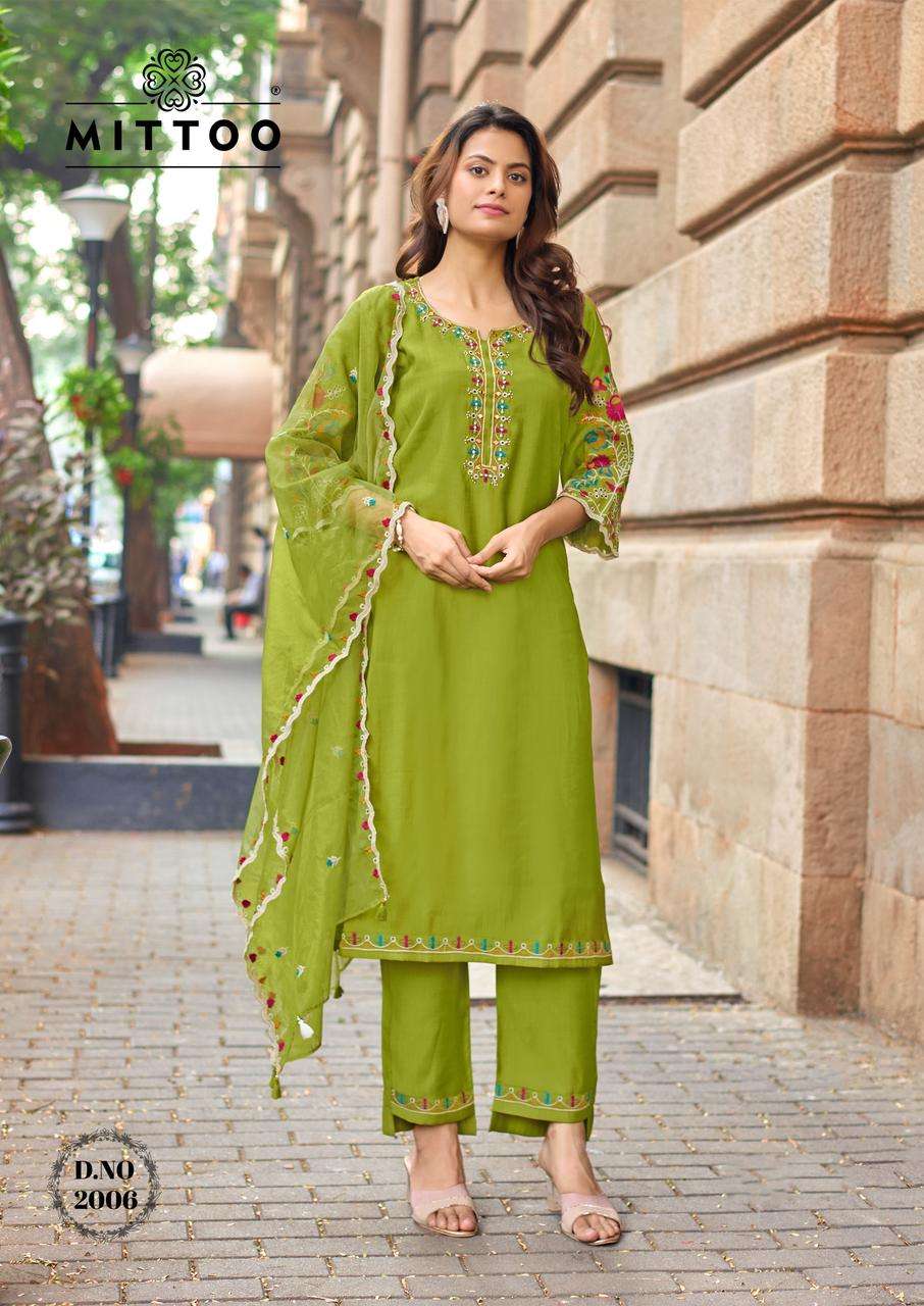 MITTOO RAJ MAHAL VISCOSE SILK FANCY WORKS LADIES 3PIECE SET COLLECTION 