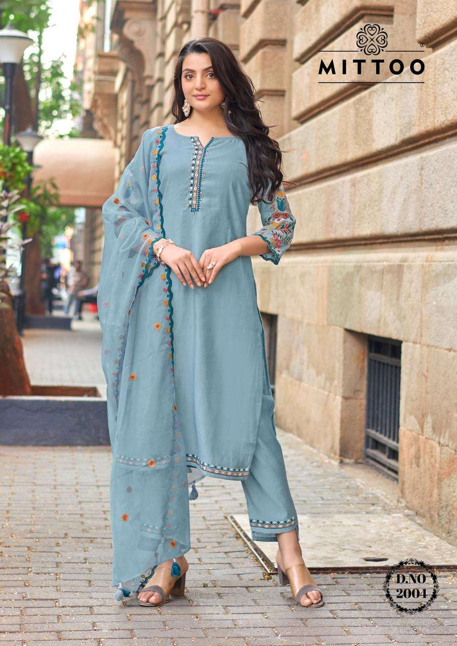 MITTOO RAJ MAHAL VISCOSE SILK FANCY WORKS LADIES 3PIECE SET COLLECTION 