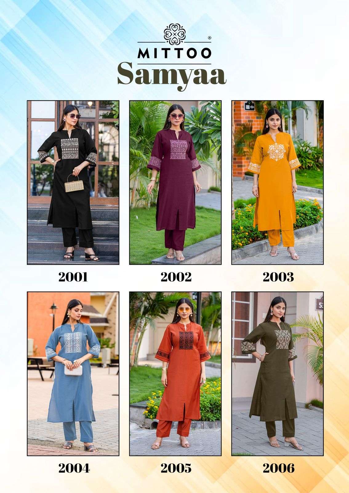 MITTOO SAMYAA VISCOSE FANCY WORKS LADIES KURTI WITH BOTTOM PAIR 