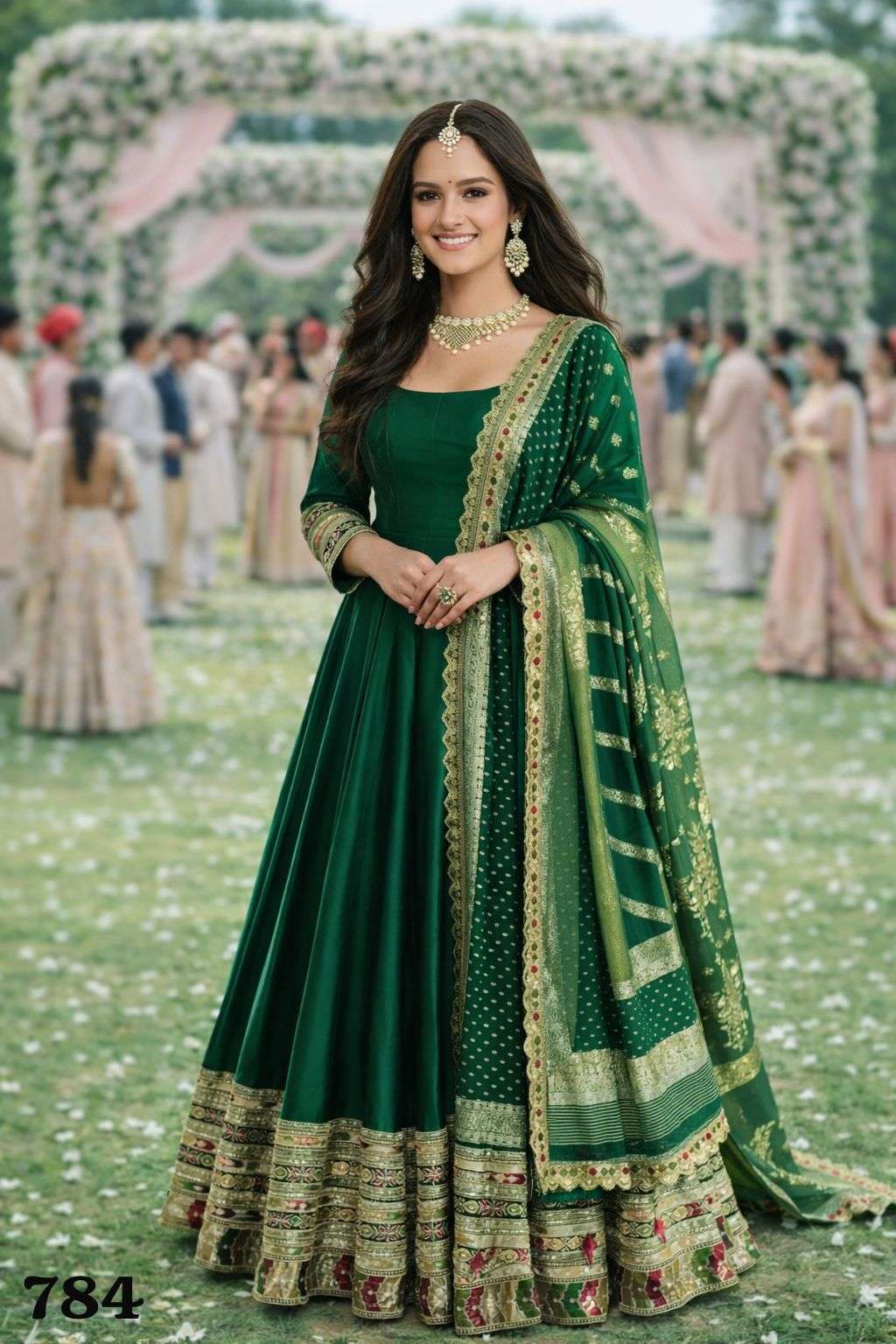 MRUDANGI KALKI SILK JACQUARD DESIGNER PARTY WEAR ANARKALI GOWN DRESS 