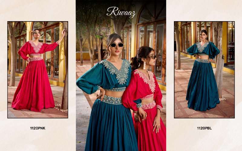 NNK RIWAAZ SILK DESIGNER PARTY WEAR LADIES CO-ORD SET TOP WITH LEHENGA 
