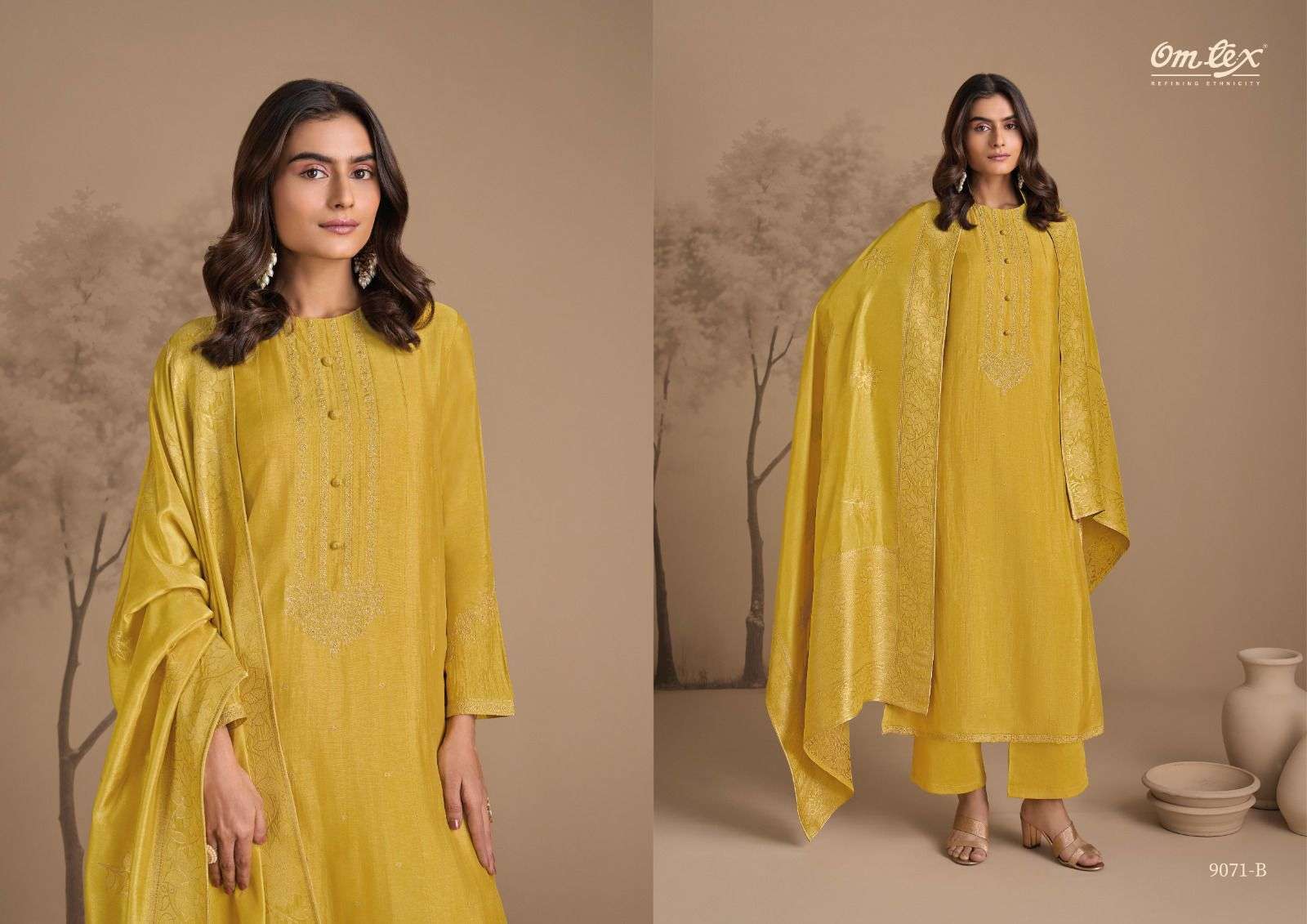 OMTEX MARLENE SILK WITH EMBROIDERY DESIGNER WORK SUIT