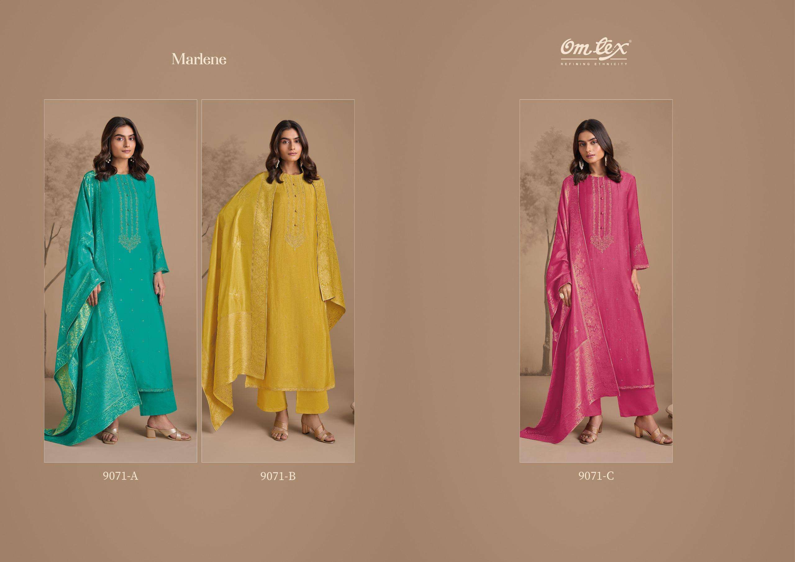 OMTEX MARLENE SILK WITH EMBROIDERY DESIGNER WORK SUIT