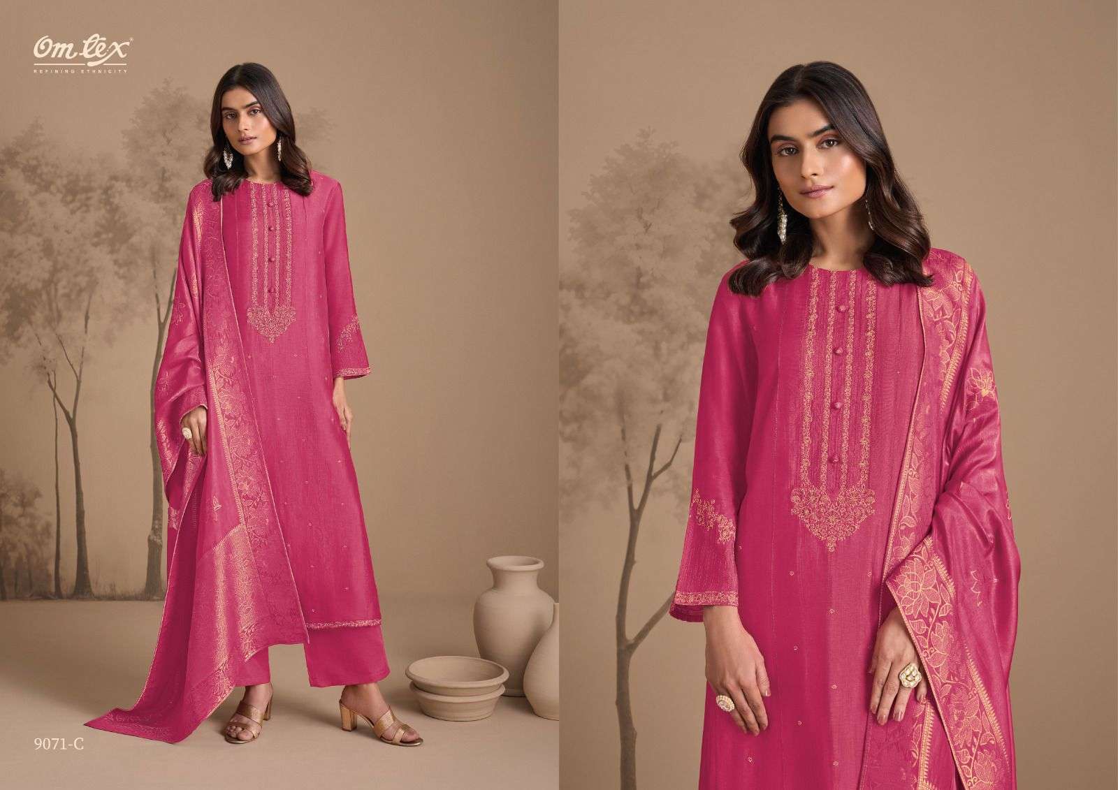 OMTEX MARLENE SILK WITH EMBROIDERY DESIGNER WORK SUIT