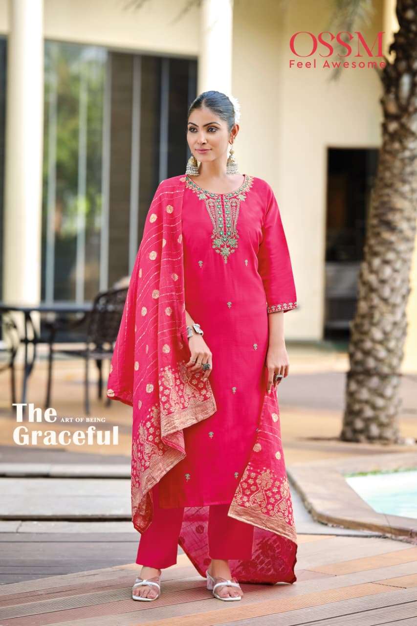 OSSM HEER SILK WITH FANCY EMBROIDERIES WORK LADIES 3PCS SET COLLECTION 