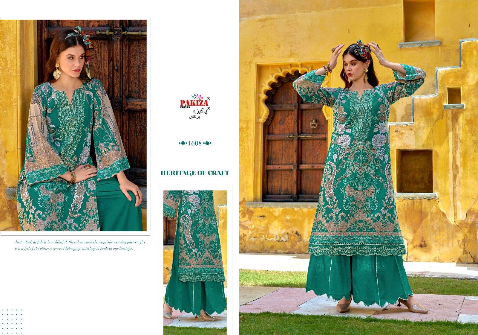 PAKIZA PRINTS NAKSH VOL 16 LAWN COTTON PRINT WITH FANCY KASHMIRI EMBROIDERY WORK SUIT