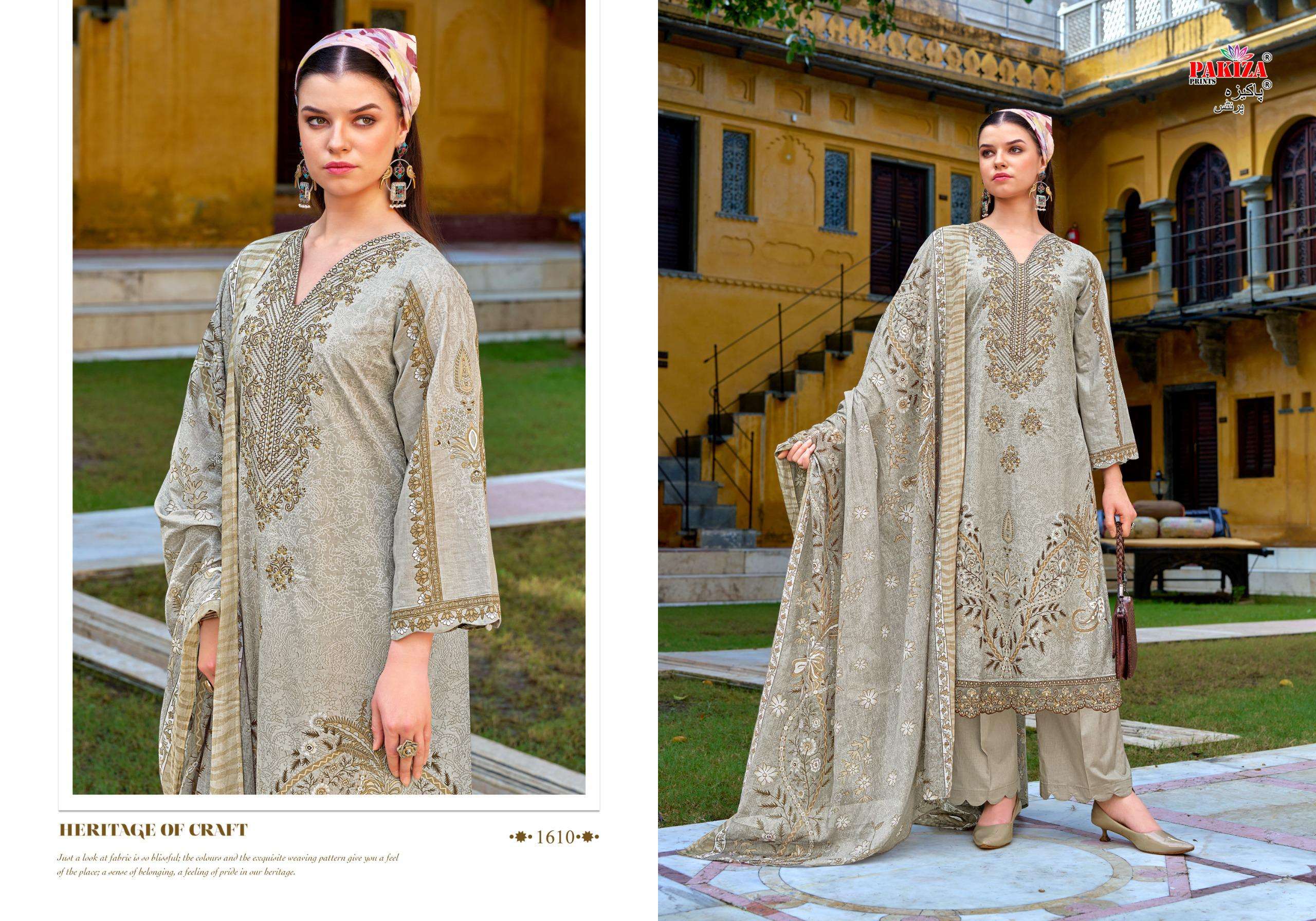 PAKIZA PRINTS NAKSH VOL 16 LAWN COTTON PRINT WITH FANCY KASHMIRI EMBROIDERY WORK SUIT