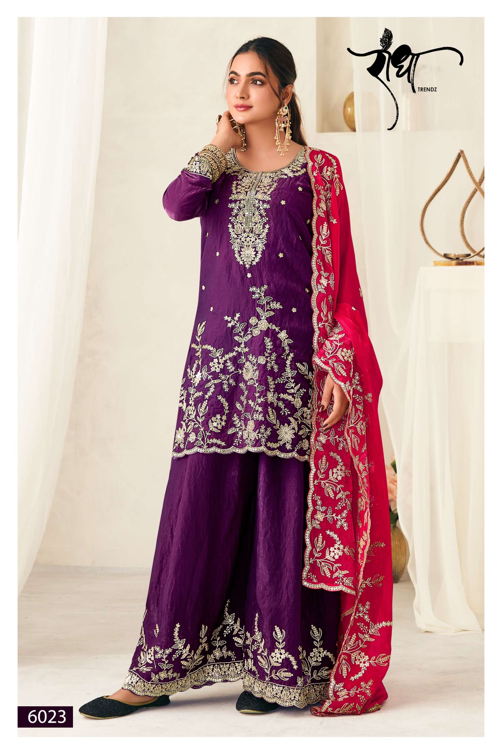 RADHA TRENDZ CHANDANI SILK WITH HEAVY EMBROIDERY DESIGNER WEDDING WEAR SUIT 