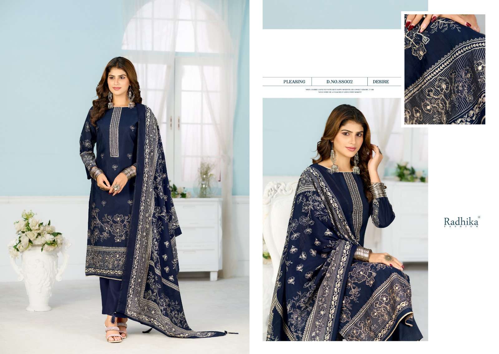 RADHIKA FASHION AZARA BEAUTY SILK VOL 7 MUSLIN FANCY DESIGNER WORK LADIES SUIT