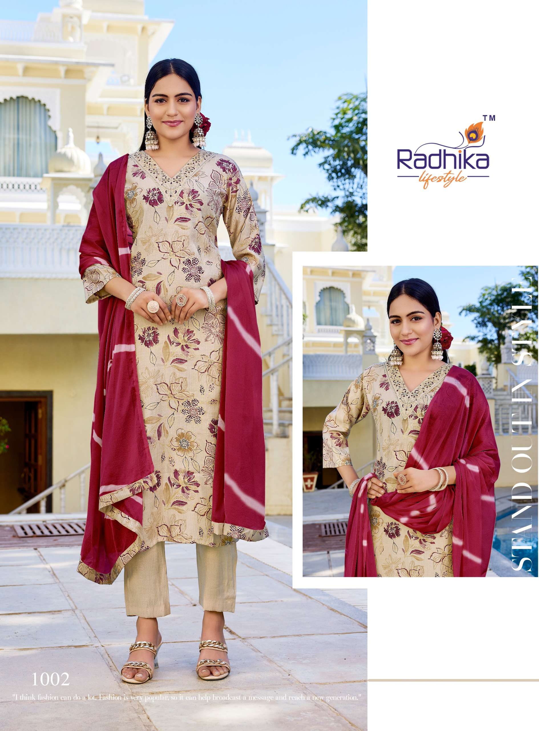 RADHIKA LIFESTYLE SHUAG VOL 1 FANCY LADIES KURTI BOTTOM AND DUPATTA SET 
