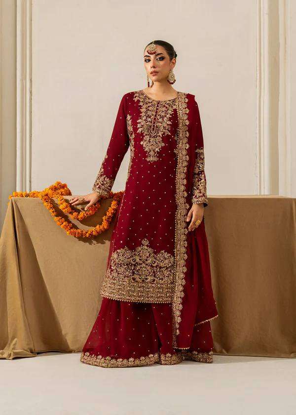 RTC 5969 SILK WITH HEAVY EMBROIDERY DESIGNER FESTIVE WEAR SHARARA SUIT